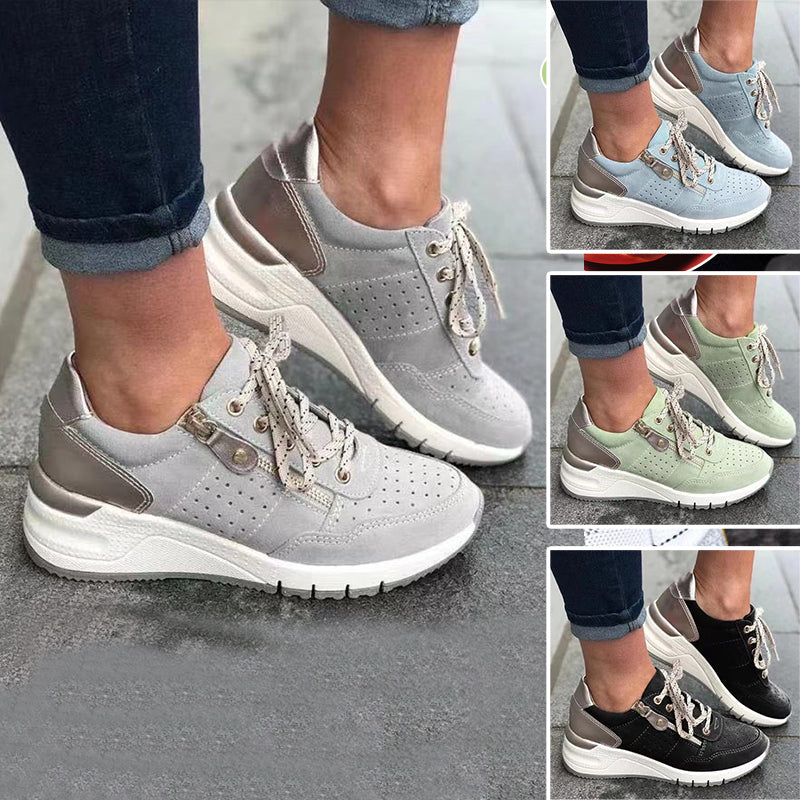 "Damsneakers med elastisk sula, andningsbar grön ovandel, stilren och bekväm design för moderna kvinnor."