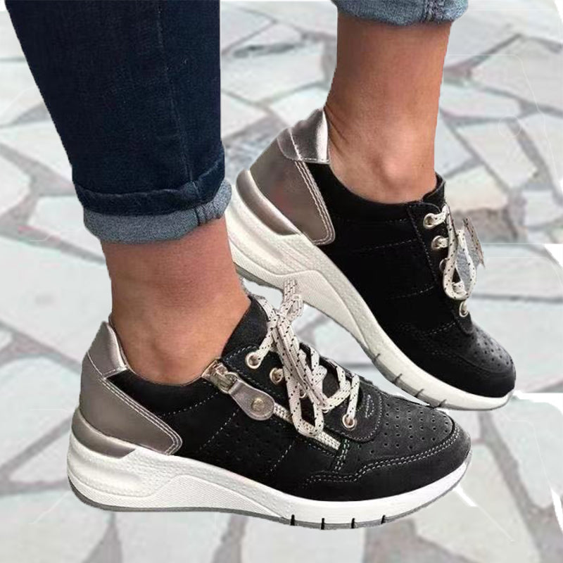 "Damsneakers med elastisk sula, andningsbar grön ovandel, stilren och bekväm design för moderna kvinnor."