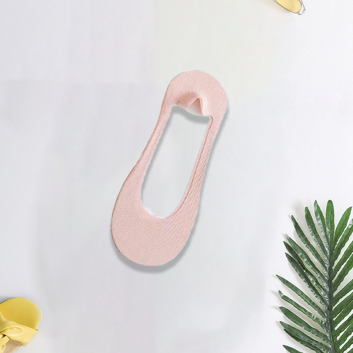 "Damsockor Ice Silk, halkfri design i is-silke, andas och osynlig, visad i svart och rosa färg, passande alla skor."