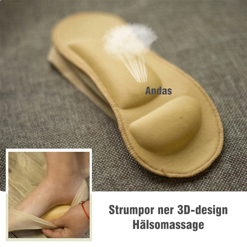 "Damsockor med 3D fotmassage och vaddering i bomull, osynliga design med anti-glid silikon och andningsbart meshmaterial."
