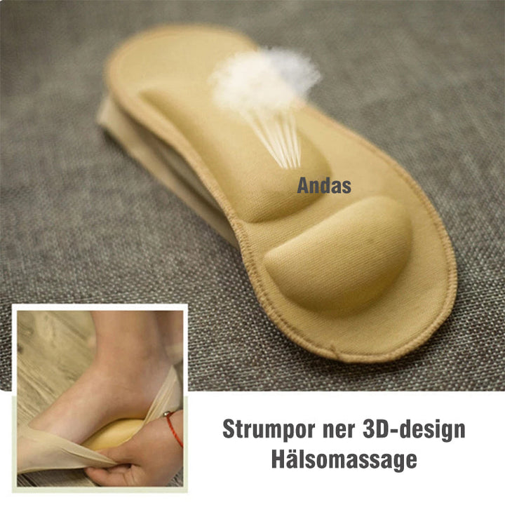"Damsockor med 3D fotmassage och vaddering i bomull, osynliga design med anti-glid silikon och andningsbart meshmaterial."