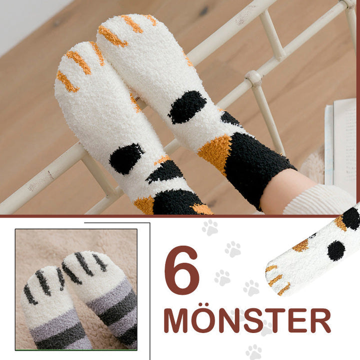 "Damsockor med kattklo-mönster, lekfull design, svart och grå, mjuk passform, bekväma och andningsbara tillbehör."