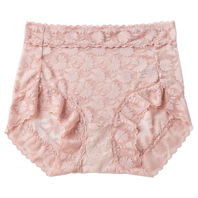 "Damtrosa i spets, hög midja, sexig design, blommig spets, mjukt material, ger slät silhuett, komfort och stil."
