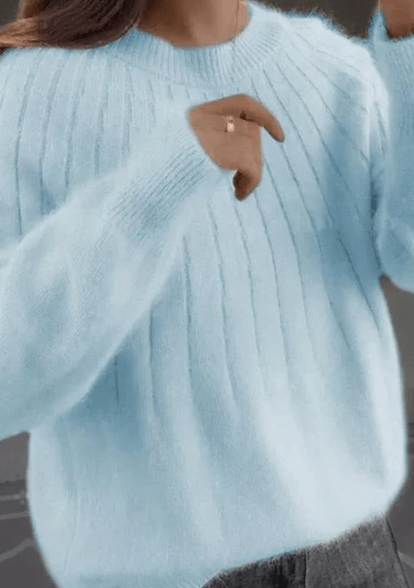 Fluffig stickad tröja i kashmir – Elegant & Varm