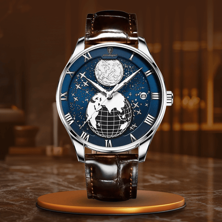 Elegant Quartz Watch with Leather Strap
