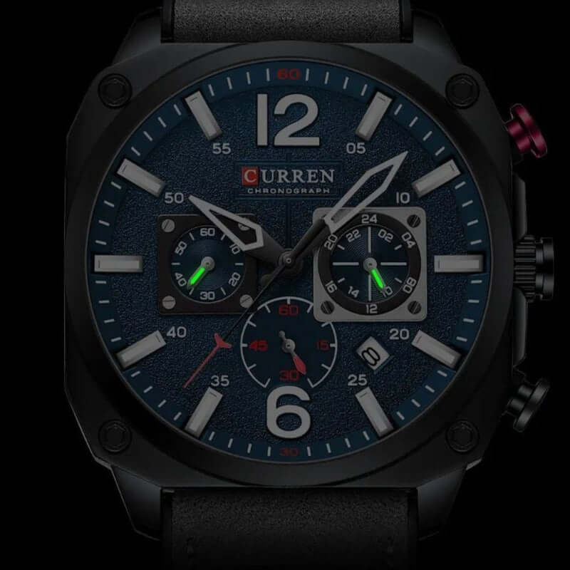 Elegant läderkvarts vattentät armbandsur