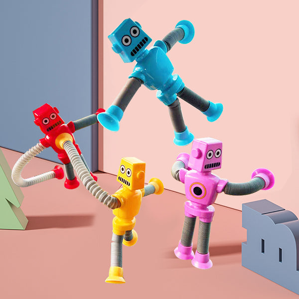 "Deformerbar robotleksak med sugkopp, färgglad design, flexibel form, passar barn och tonåringar, pedagogisk leksak."