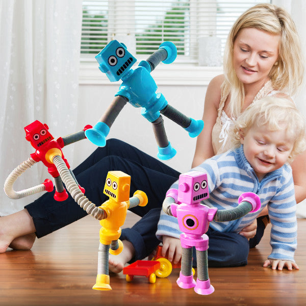 "Deformerbar robotleksak med sugkopp, färgglad design, flexibel form, passar barn och tonåringar, pedagogisk leksak."