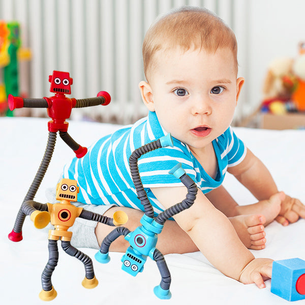 "Deformerbar robotleksak med sugkopp, färgglad design, flexibel form, passar barn och tonåringar, pedagogisk leksak."