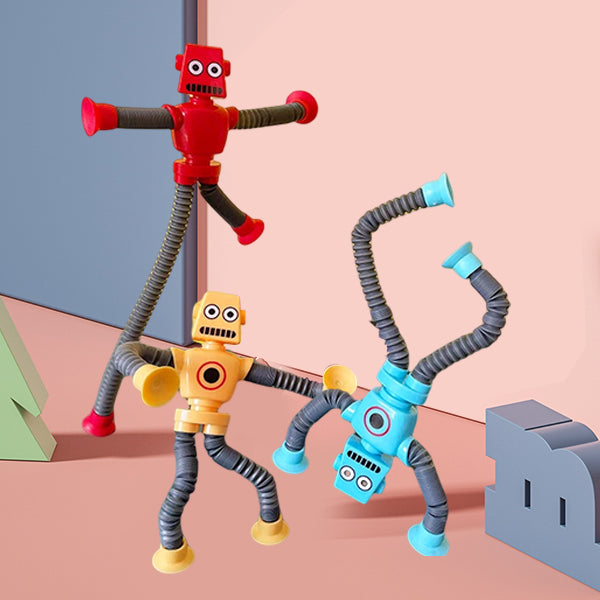 "Deformerbar robotleksak med sugkopp, färgglad design, flexibel form, passar barn och tonåringar, pedagogisk leksak."