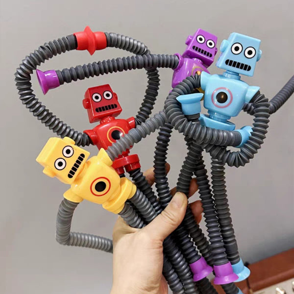 "Deformerbar robotleksak med sugkopp, färgglad design, flexibel form, passar barn och tonåringar, pedagogisk leksak."