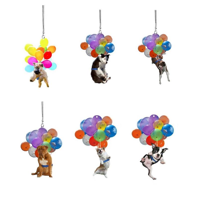 Dekorativ hundbilhänge i glimmerplast, hänger från bilspegeln, ljus och livfull design, ger bil en personlig touch.