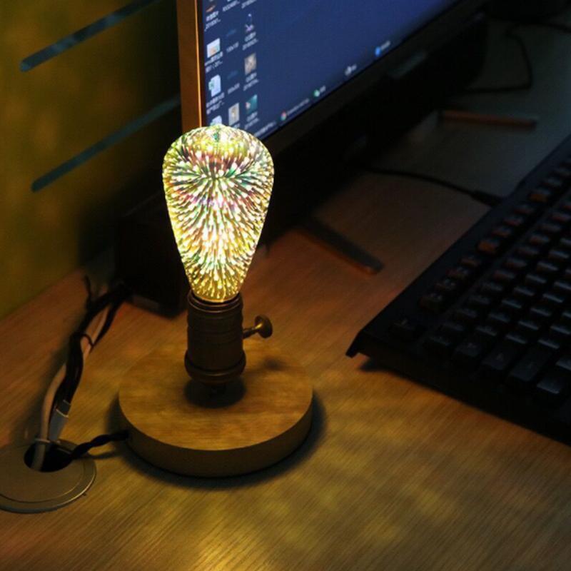 Dekorativa LED-lampor med 3D fyrverkerieffekt; färgglada ljuskällor för hem och fest, energieffektiva i snygg design.