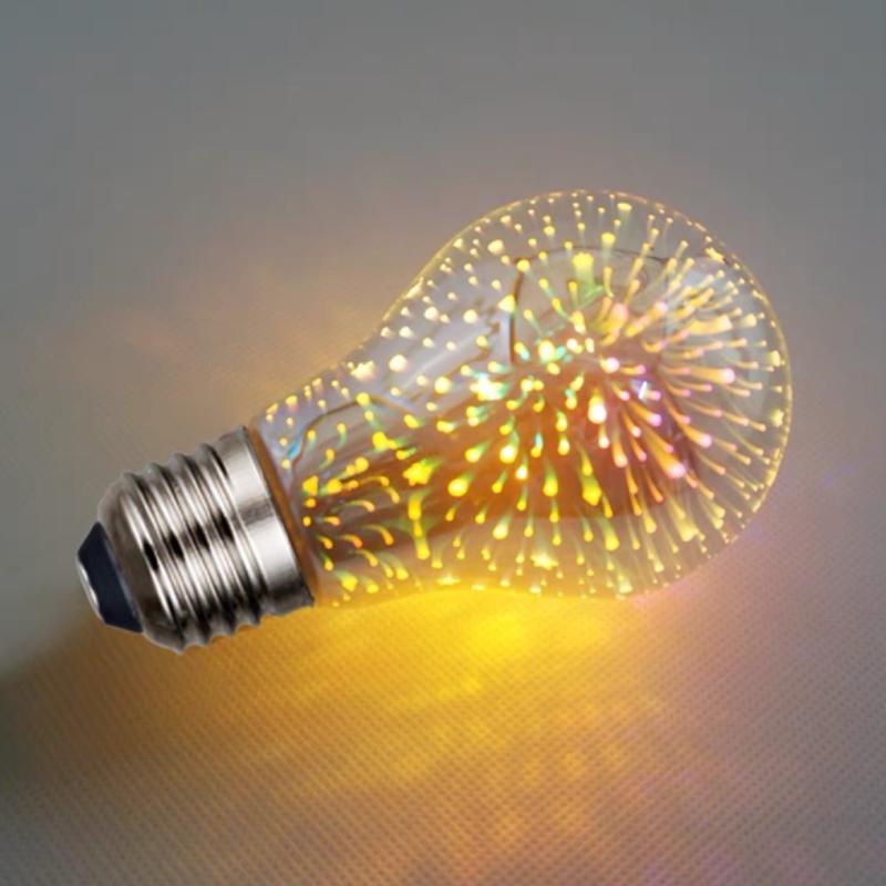 Dekorativa LED-lampor med 3D fyrverkerieffekt; färgglada ljuskällor för hem och fest, energieffektiva i snygg design.