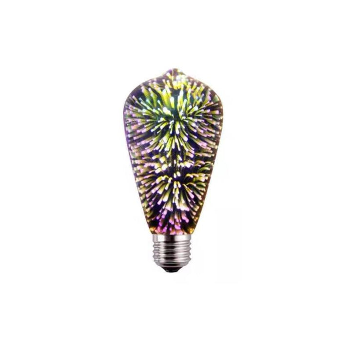 Dekorativa LED-lampor med 3D fyrverkerieffekt; färgglada ljuskällor för hem och fest, energieffektiva i snygg design.