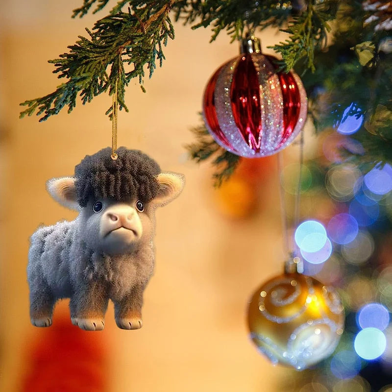 "Dekorativt akryl ornament av tecknad ko, livfull färg, perfekt för hem- och trädgårdsdekoration, 10 cm hög."