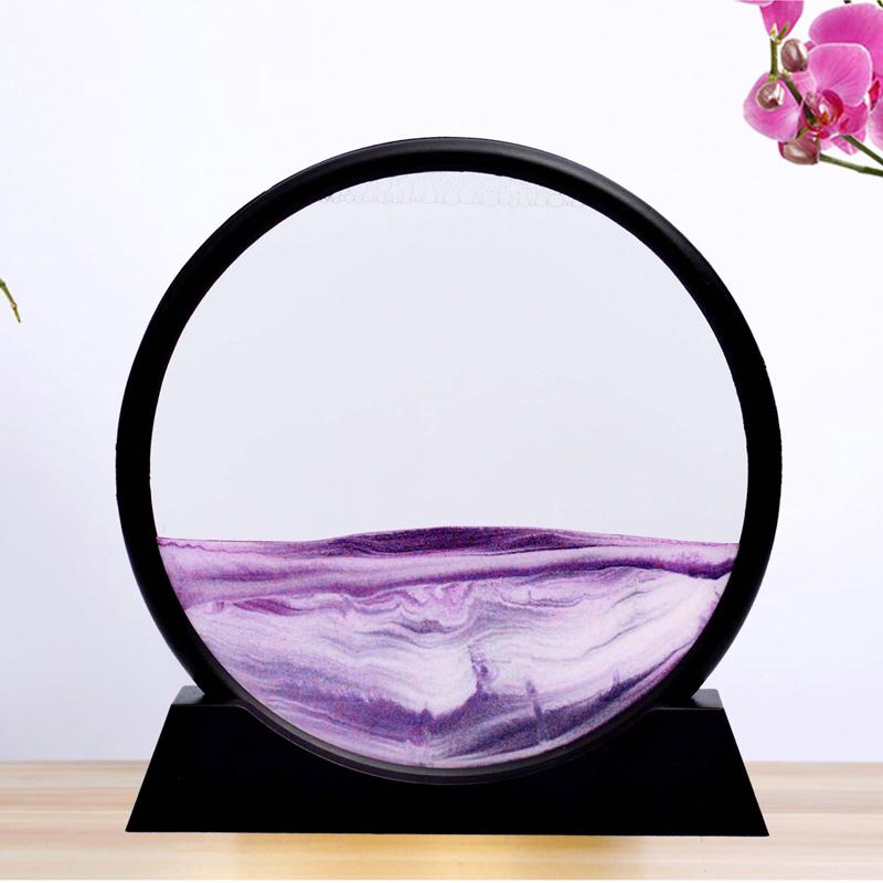 Dekorativt timglas i glas och plast, flera färgval inklusive blått och rosa, för stilfull heminredning.