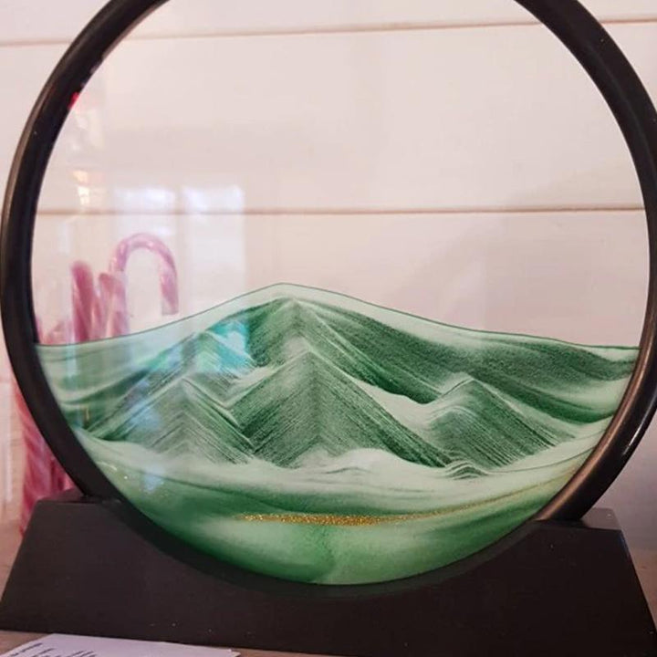 Dekorativt timglas i glas och plast, flera färgval inklusive blått och rosa, för stilfull heminredning.