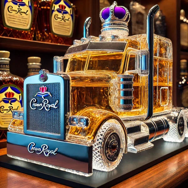 Detaljerad whiskeykaraff i semitrailer-stil, perfekt present för whiskeyälskare och samlare.