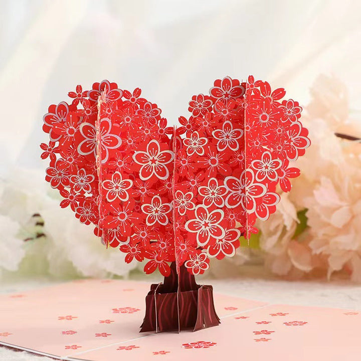 "Detaljerat 3D-handgjort blomsterkort på stativ, perfekt som present eller dekoration för alla tillfällen."