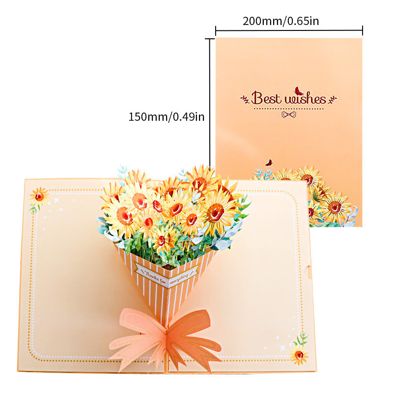 "Detaljerat 3D-handgjort blomsterkort på stativ, perfekt som present eller dekoration för alla tillfällen."