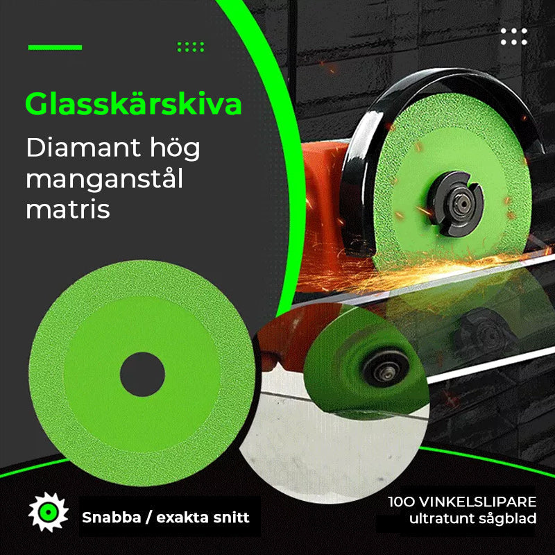 "Diamantskärande verktyg för exakta snitt, med tåligt stålblad för glasbearbetning, perfekt för professionella och DIY-använd