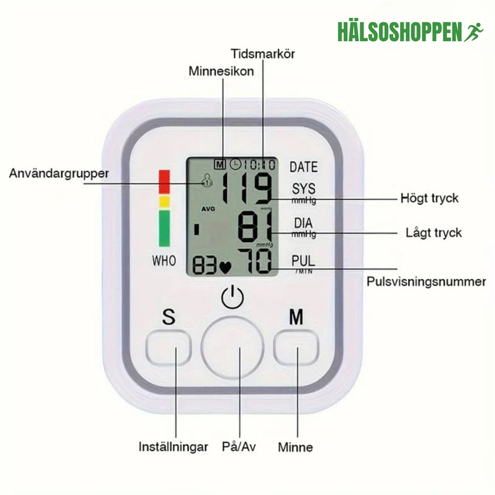 Pålitlig medicinsk digital blodtrycksmätare med minnesfunktion och exakta mätvärden för daglig hälsa.