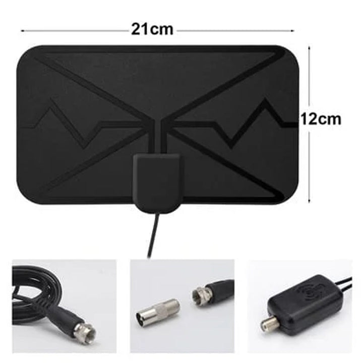 Digital HDTV-antenn 4K, kompakt svart design för kristallklar mottagning, enkel installation och placering vid TV:n eller fönstret.
