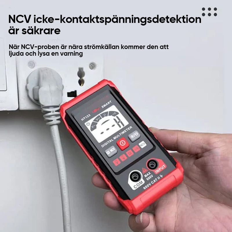 "Digital multimeter för elektrisk mätning, med smart autoläge, stor display och robust design för exakta och snabba resultat.
