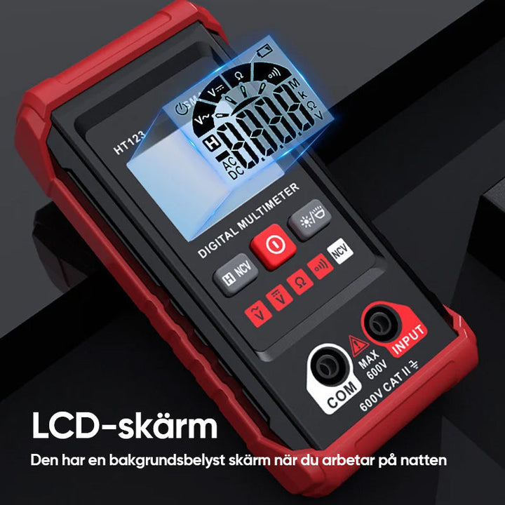 "Digital multimeter för elektrisk mätning, med smart autoläge, stor display och robust design för exakta och snabba resultat.