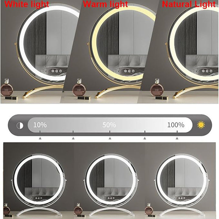 Dimbar LED-spegel för smink med justerbar belysning & touch, idealisk för alla ljus.
