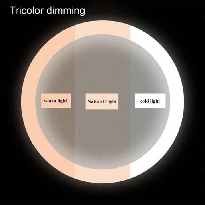 Vit LED-spegel med touchkontroll, dimbar & 3 ljuslägen, för badrum & sminkbord.