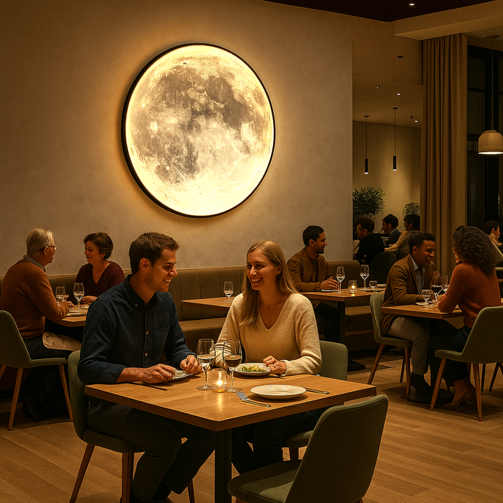 Dimbar månatmosfärslampa för sovrum & vardagsrum. Justera ljuset för en perfekt, avkopplande atmosfär.