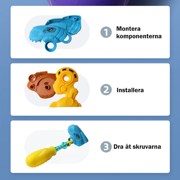 "Dinosaurie leksaksbyggsats för barn, detaljrika modeller med färgglada dinosauriedelar och verktyg, DIY-monterad set."