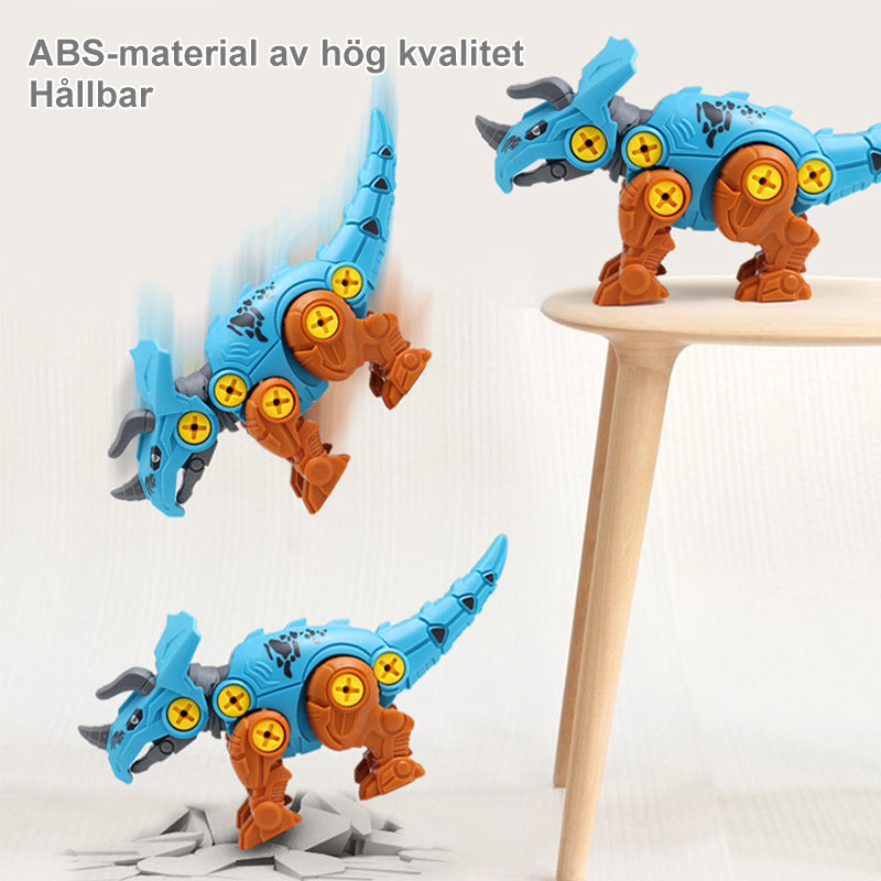 "Dinosaurie leksaksbyggsats för barn, detaljrika modeller med färgglada dinosauriedelar och verktyg, DIY-monterad set."