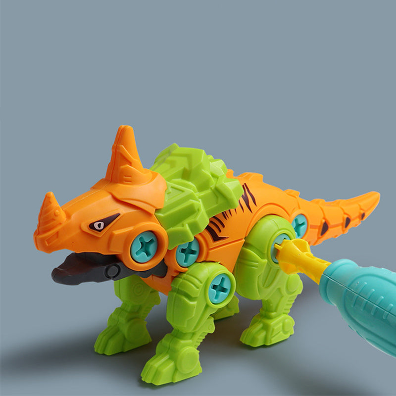 "Dinosaurie leksaksbyggsats för barn, detaljrika modeller med färgglada dinosauriedelar och verktyg, DIY-monterad set."