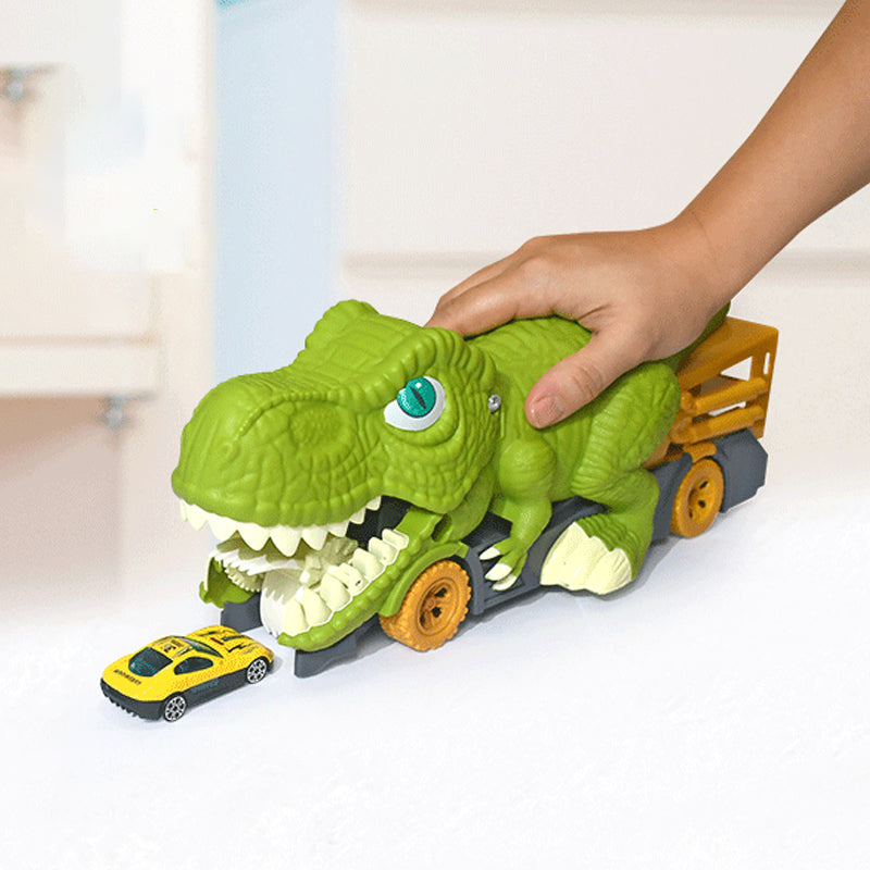 "Dinosaurielastbil med leksaksbilar, levande textur, svältfunktion för barn från 3 år, perfekt lärande genom lek."