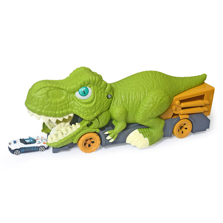 "Dinosaurielastbil med leksaksbilar, levande textur, svältfunktion för barn från 3 år, perfekt lärande genom lek."