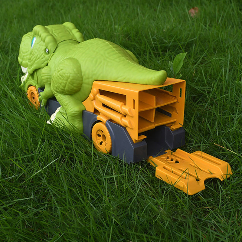 "Dinosaurielastbil med leksaksbilar, levande textur, svältfunktion för barn från 3 år, perfekt lärande genom lek."