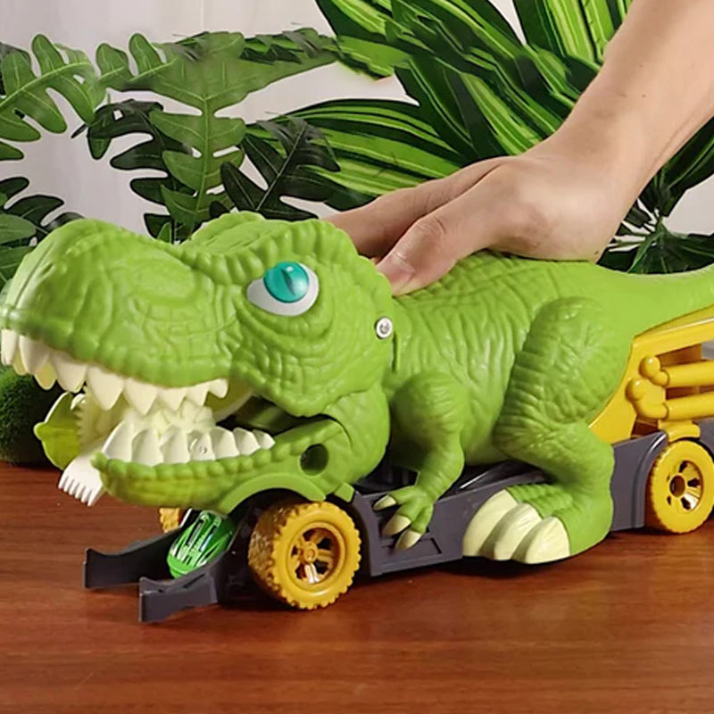 "Dinosaurielastbil med leksaksbilar, levande textur, svältfunktion för barn från 3 år, perfekt lärande genom lek."