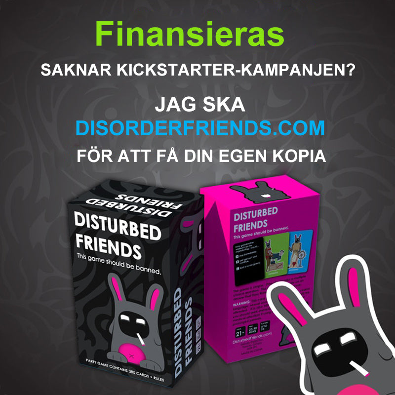 "Disturbed Friends festspel för vuxna med färgglada spelkort och störande frågor, perfekt för roliga spelkvällar."