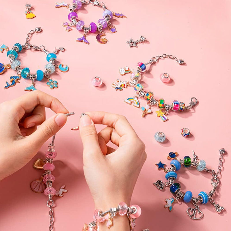 "DIY handgjorda pärlarmbandssatser för barn: färgglada pärlor och justerbara armband för kreativ smyckestillverkning."