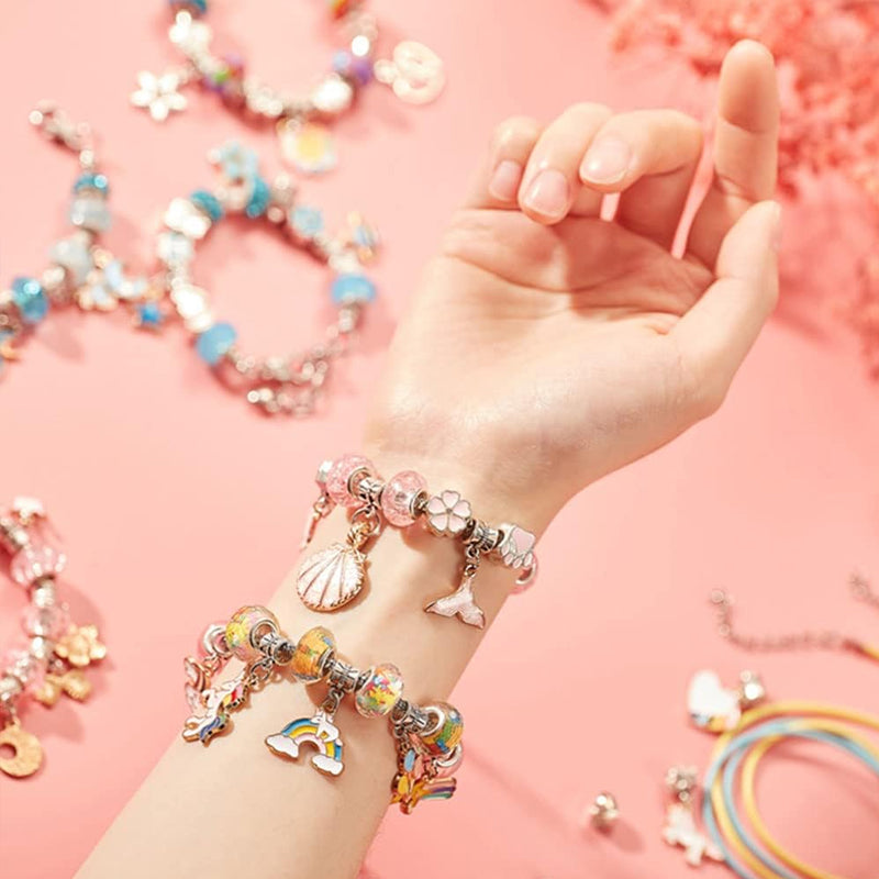 "DIY handgjorda pärlarmbandssatser för barn: färgglada pärlor och justerbara armband för kreativ smyckestillverkning."