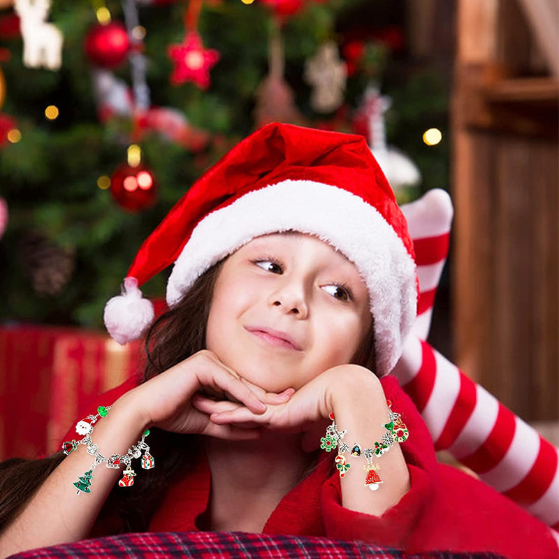 "DIY julkalender armbandskit för flickor med färgglada pärlor och berlockar för att skapa personliga smycken, 24-dagars nedrä