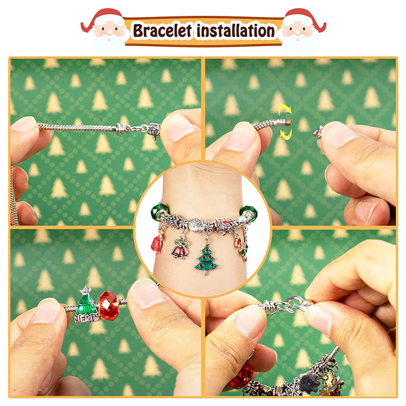 "DIY julkalender armbandskit för flickor med färgglada pärlor och berlockar för att skapa personliga smycken, 24-dagars nedrä