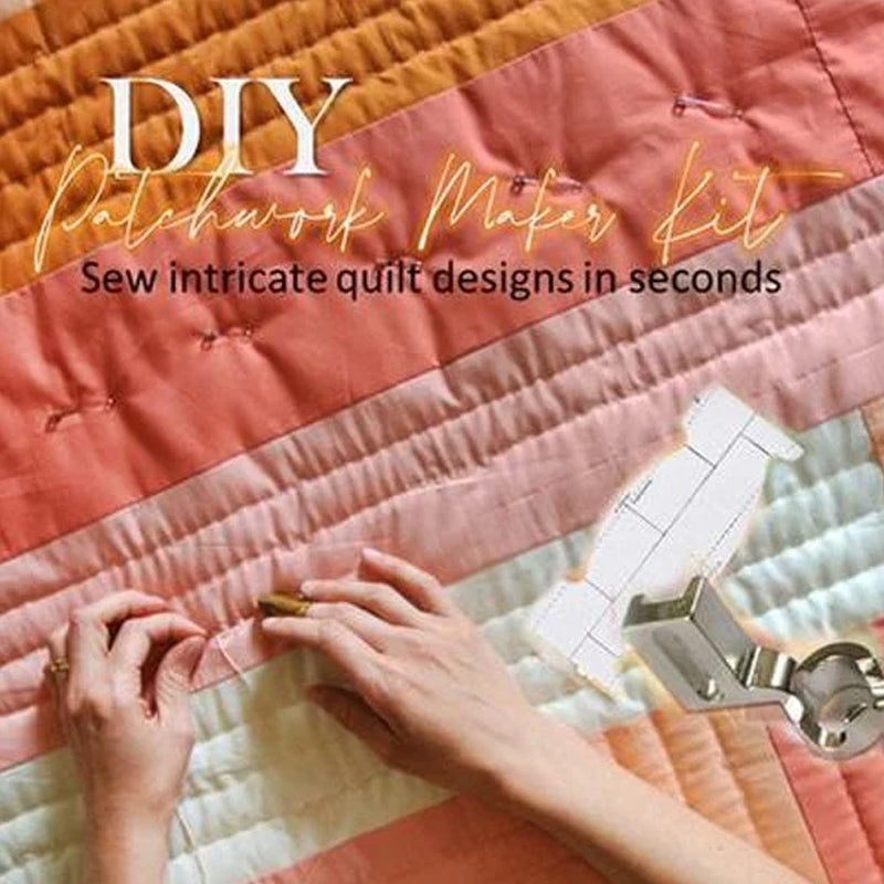 "DIY lapptäcksverktyg kit med sex akrylmallar och en tryckfot, idealiskt för kreativt quiltning och handarbete."