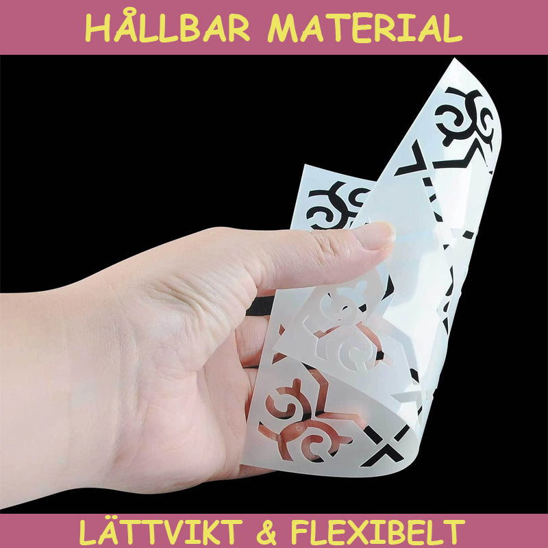"DIY tårtstencil i mjölkvit PET-plast med vackra mönster för enkel tårtdekor. Perfekt för köksentusiaster."