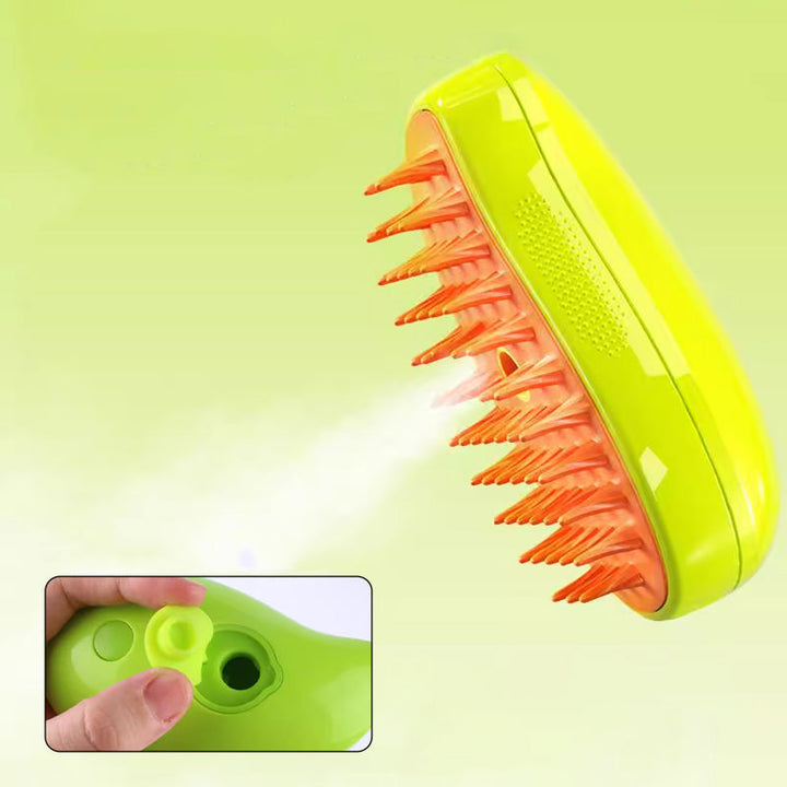 "Djursspray med massagekam, effektiva borst för pälsvård, samlar löst hår, minskar statisk elektricitet, silkeslen finish."