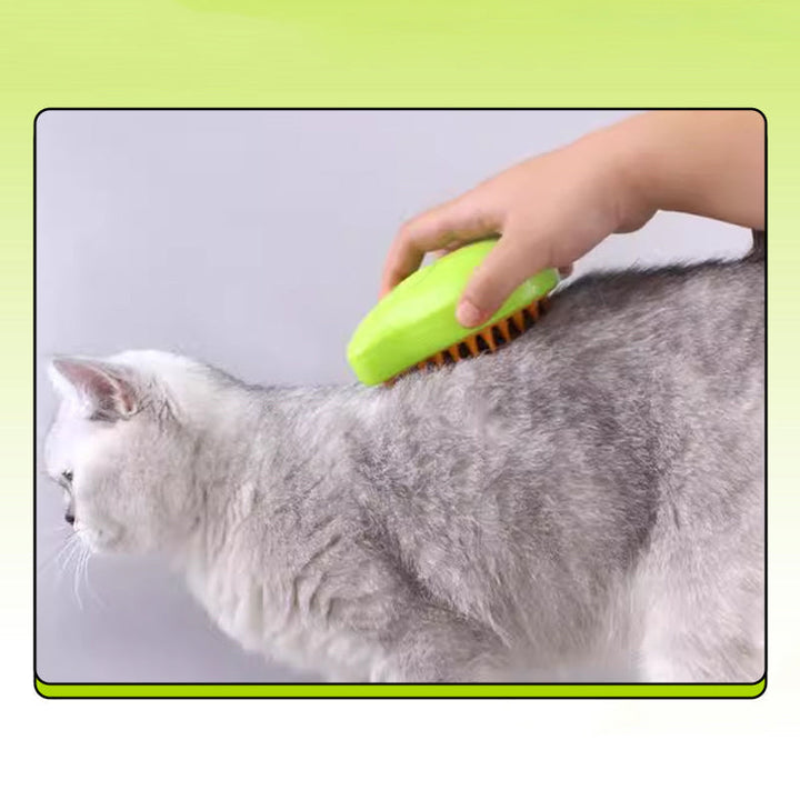 "Djursspray med massagekam, effektiva borst för pälsvård, samlar löst hår, minskar statisk elektricitet, silkeslen finish."