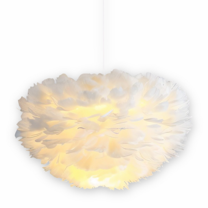 Handgjord fjäderlampa, elegant taklampa. Justerbar hänglampa med drömsk design för vardagsrum.